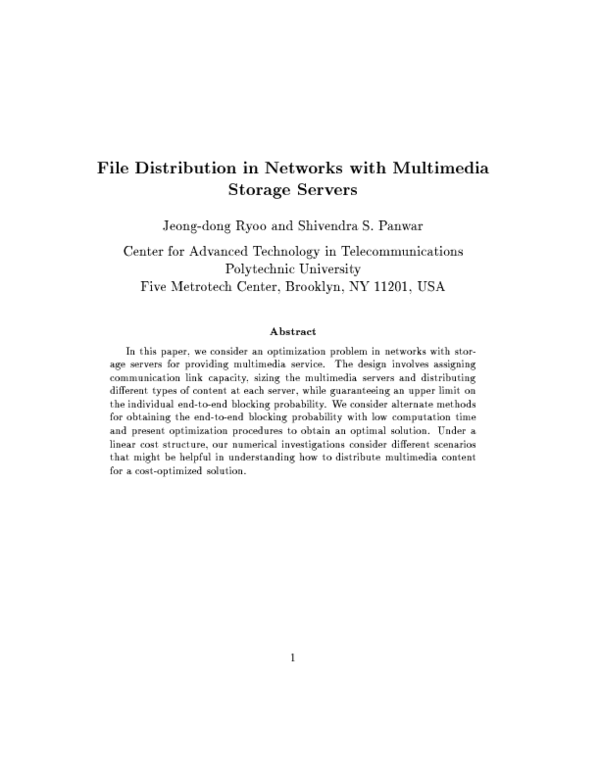 (PDF) File distribution in networks with multimedia storage servers