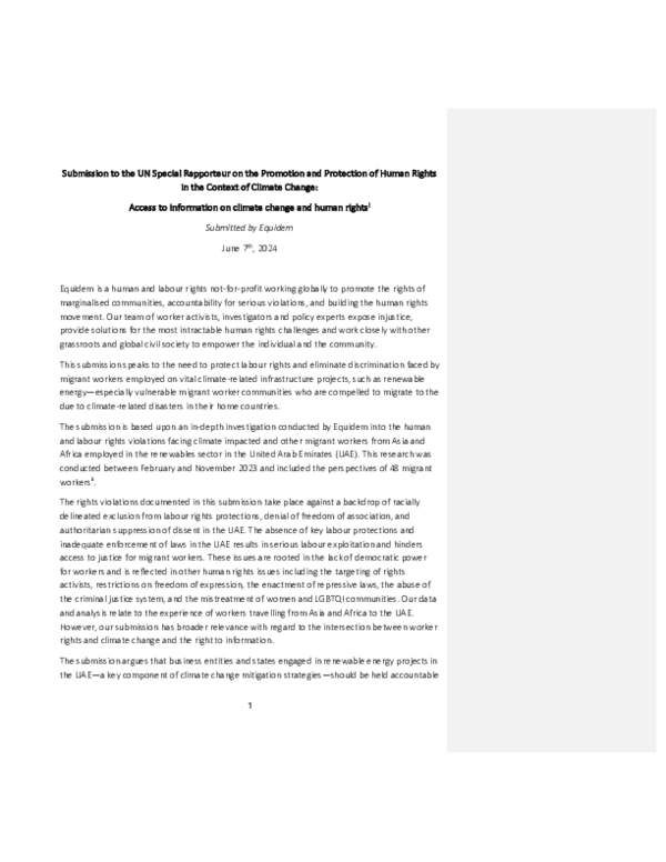 (PDF) Submission to the UN Special Rapporteur on the Promotion and ...