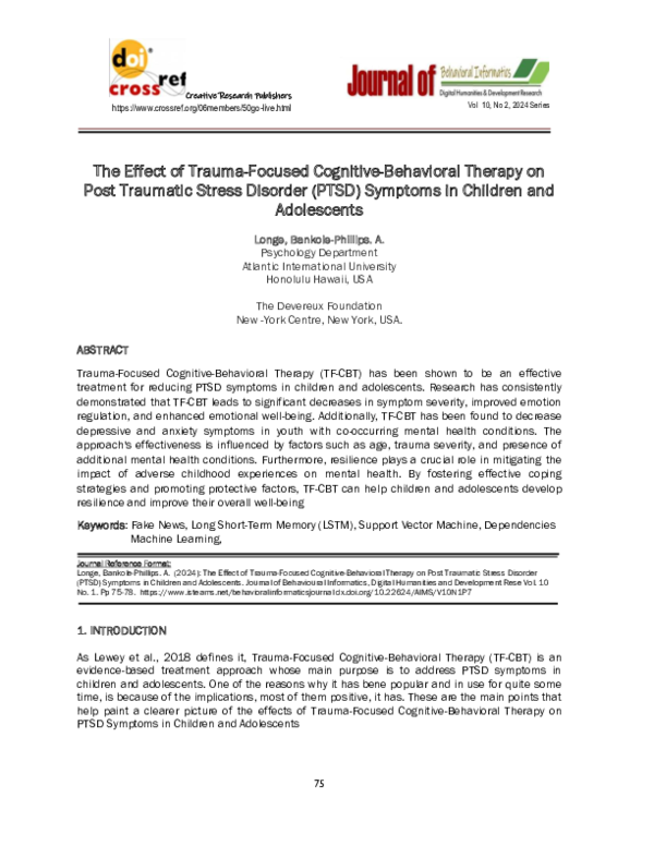 (PDF) The Effect of Trauma-Focused Cognitive-Behavioral Therapy on Post ...