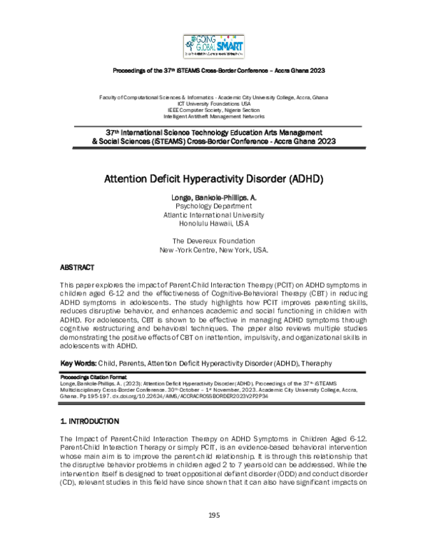(PDF) Attention Deficit Hyperactivity Disorder (ADHD