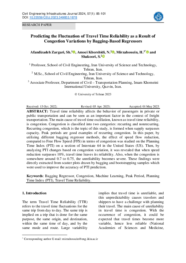 (PDF) Predicting the Fluctuation of Travel Time Reliability as a Result ...