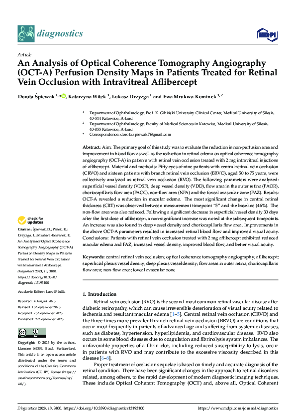 (PDF) An Analysis of Optical Coherence Tomography Angiography (OCT-A ...