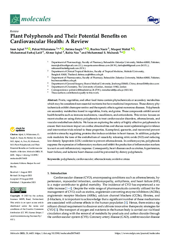 (PDF) Plant Polyphenols and Their Potential Benefits on Cardiovascular ...