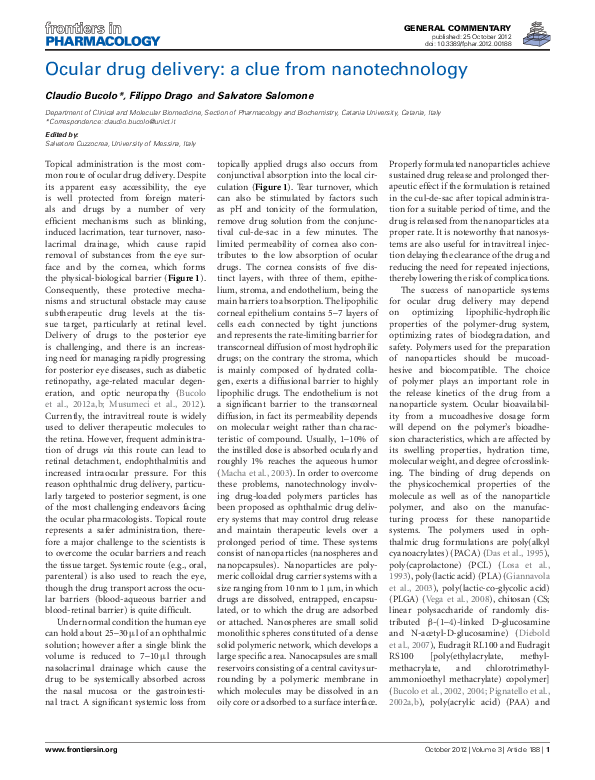 (PDF) Ocular drug delivery: a clue from nanotechnology