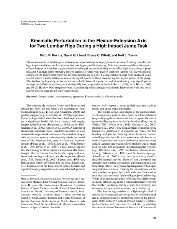 (PDF) Kinematic Perturbation in the Flexion-Extension Axis for Two ...