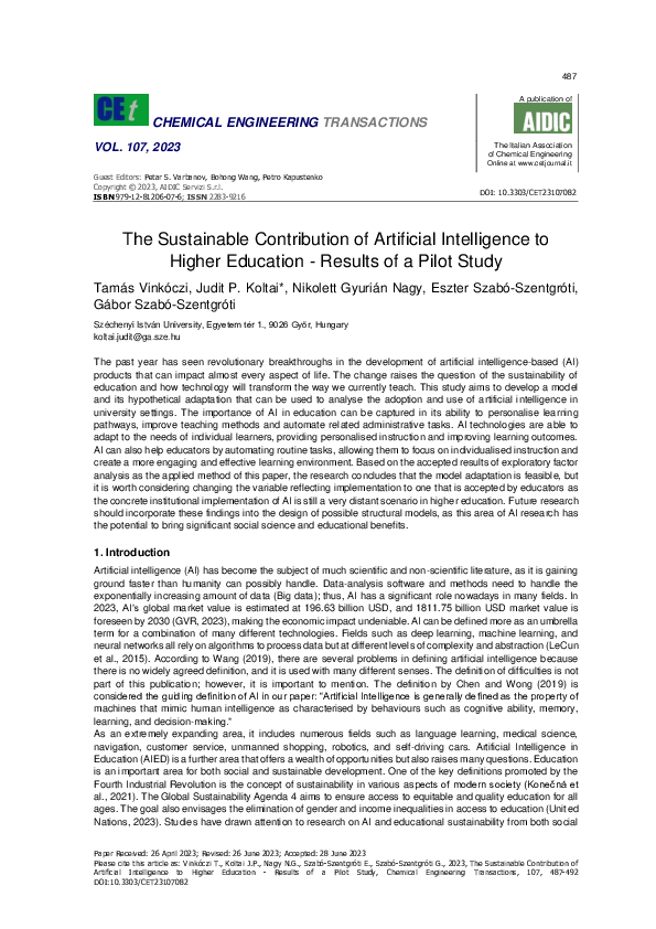 (PDF) The Sustainable Contribution of Artificial Intelligence to Higher ...