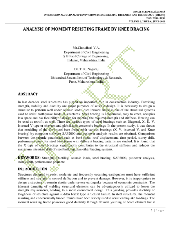(PDF) Analysis Of Moment Resisting Frame By Knee Bracing