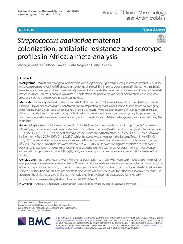 (PDF) Streptococcus agalactiae maternal colonization, antibiotic ...