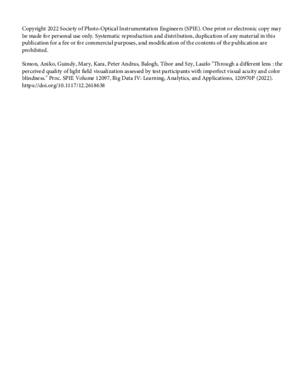 (PDF) Through a different lens: the perceived quality of light field ...