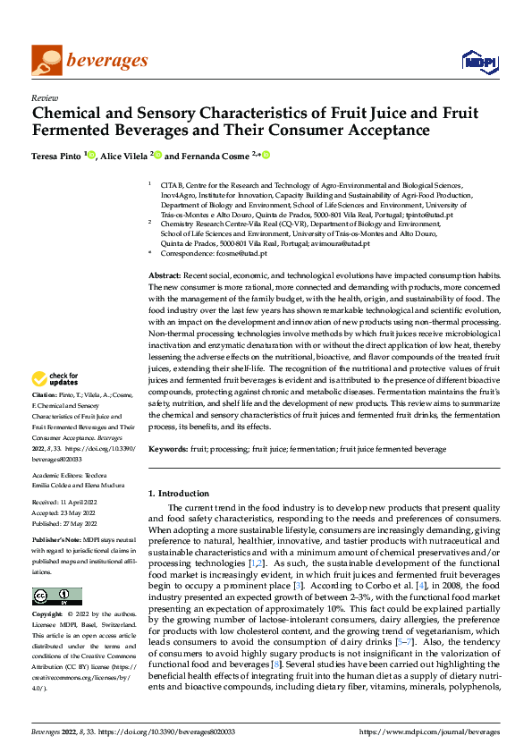 (PDF) Chemical and Sensory Characteristics of Fruit Juice and Fruit ...