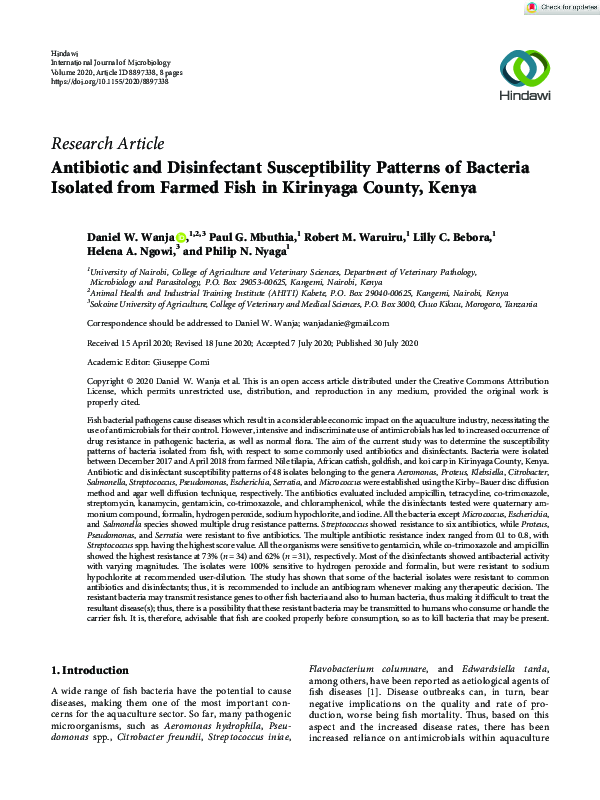 (PDF) Antibiotic and Disinfectant Susceptibility Patterns of Bacteria ...