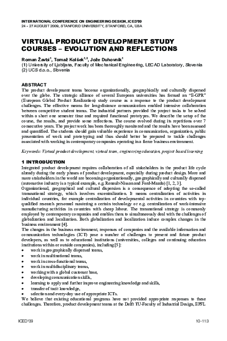 (PDF) Virtual Product Development Study Courses Evolution and Reflections
