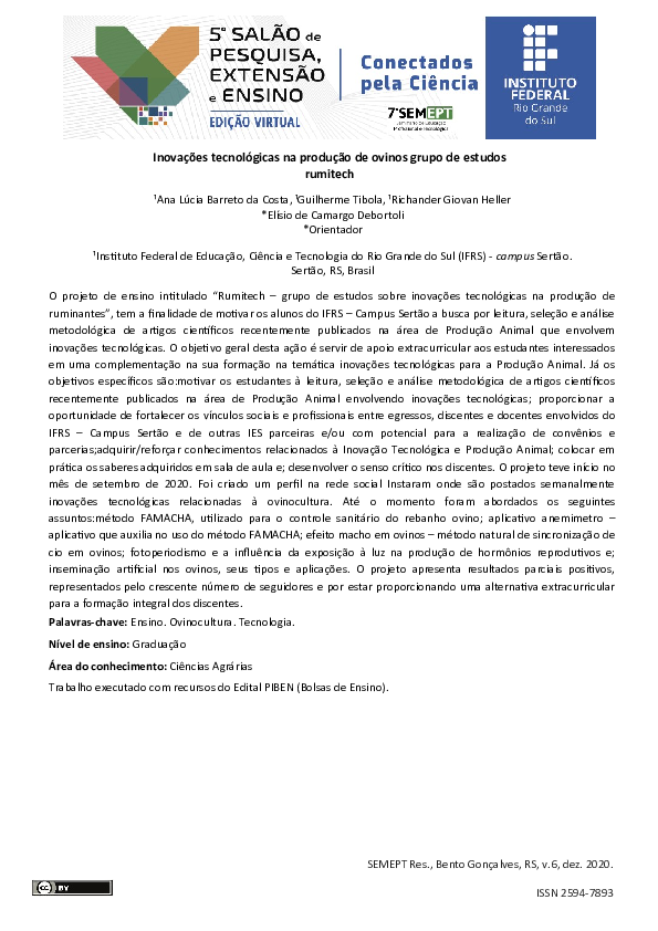 (PDF) Inovações tecnológicas na produção de ovinos grupo de estudos ...