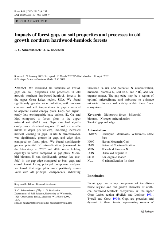 (PDF) Impacts of forest gaps on soil properties and processes in old ...