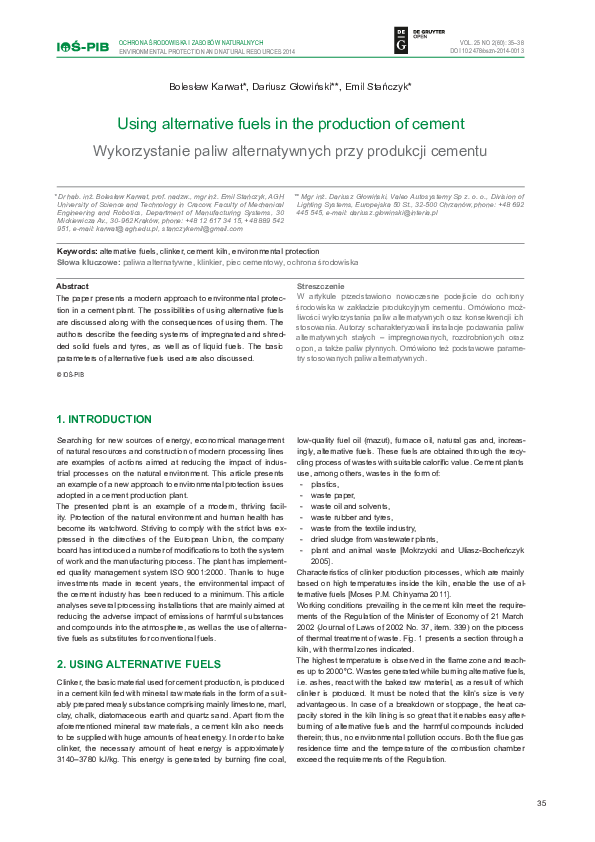 (PDF) Using alternative fuels in the production of cement ...