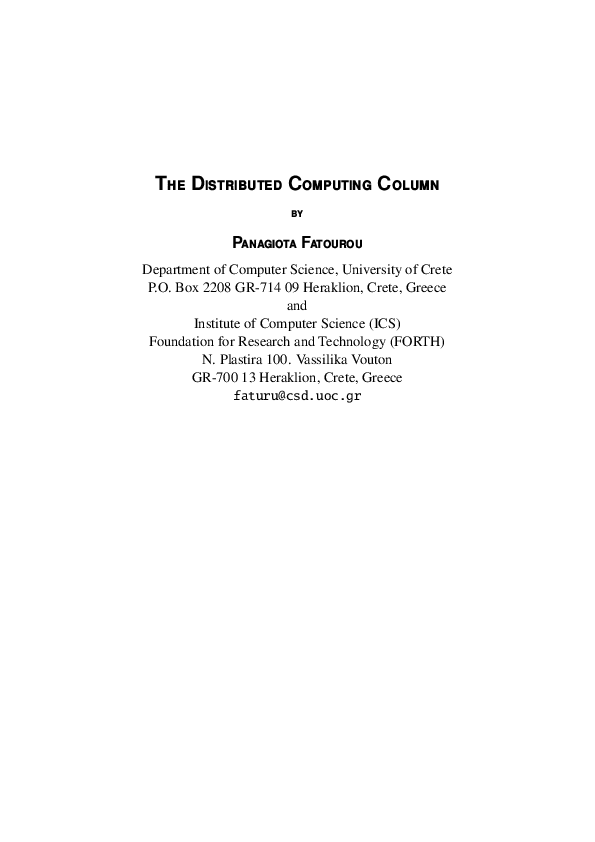 (PDF) The Distributed Computing Column