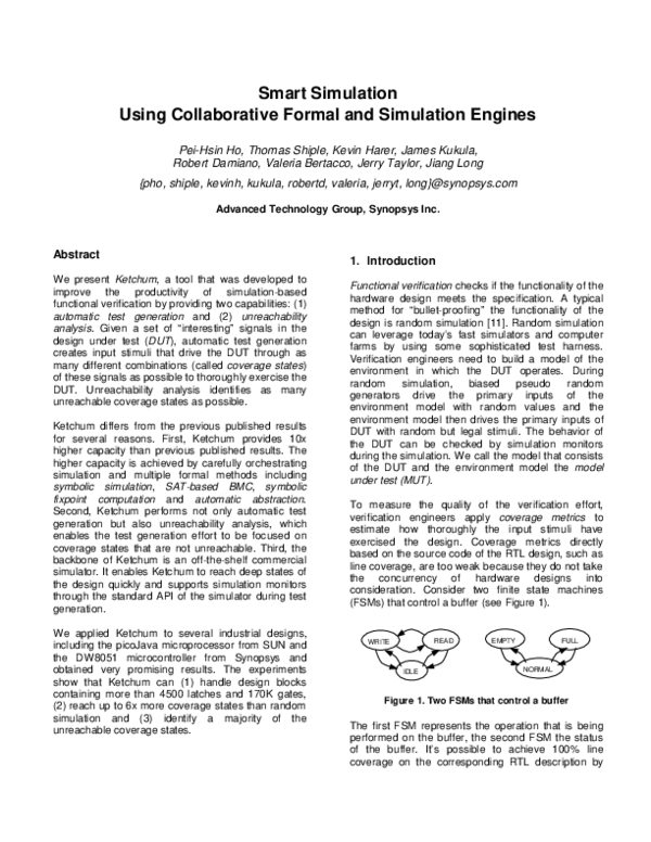 (PDF) Smart simulation using collaborative formal and simulation engines