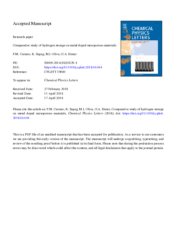 (PDF) Comparative study of hydrogen storage on metal doped mesoporous ...