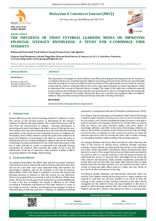 (PDF) The Influence of Video Tutorial Learning Media on Improving ...