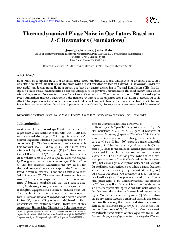 (PDF) Thermodynamical Phase Noise in Oscillators Based on L-C ...