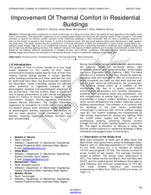 (PDF) Improvement Of Thermal Comfort In Residential Buildings