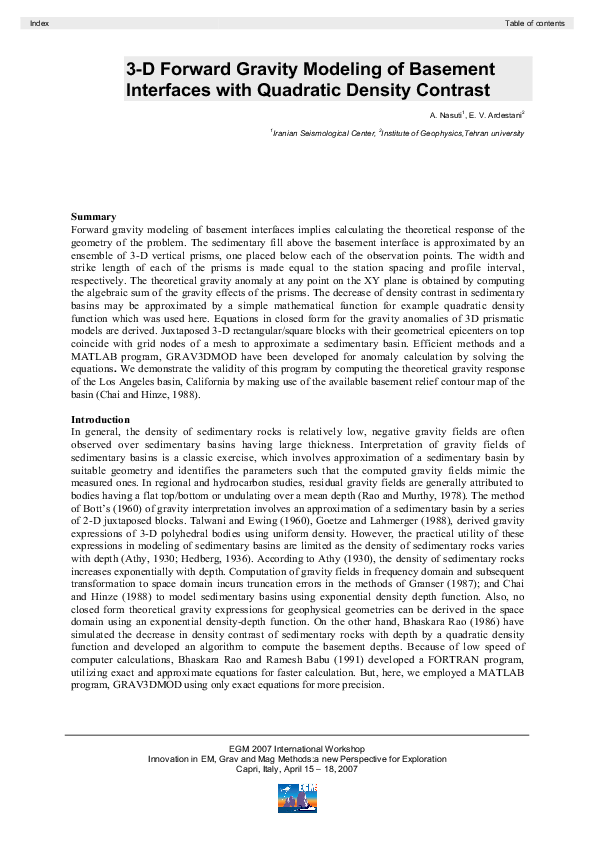 (PDF) 3-D Forward Gravity Modeling of Basement Interfaces with ...