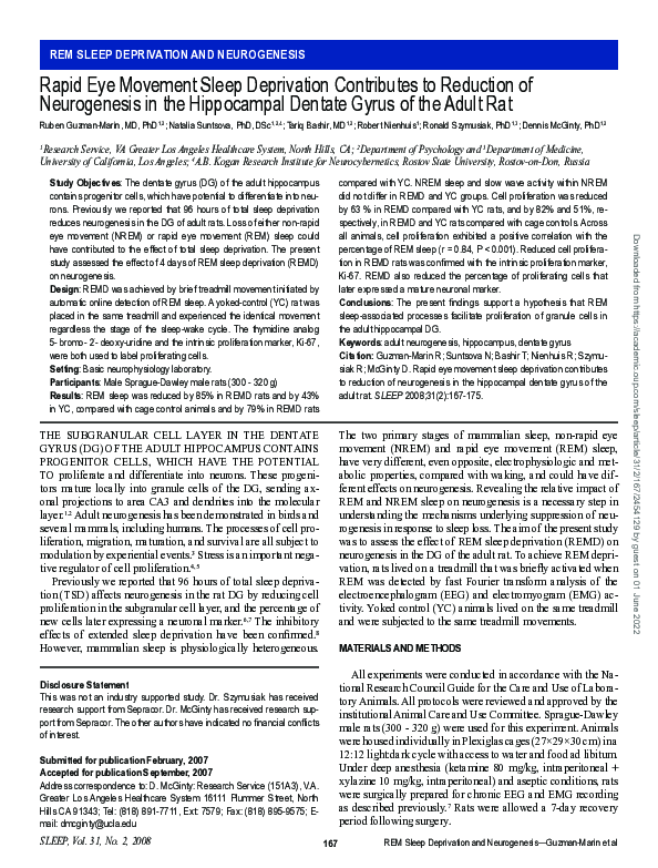 (PDF) Rapid Eye Movement Sleep Deprivation Contributes to Reduction of ...