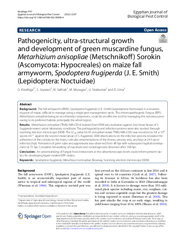 (PDF) Pathogenicity, ultra-structural growth and development of green ...