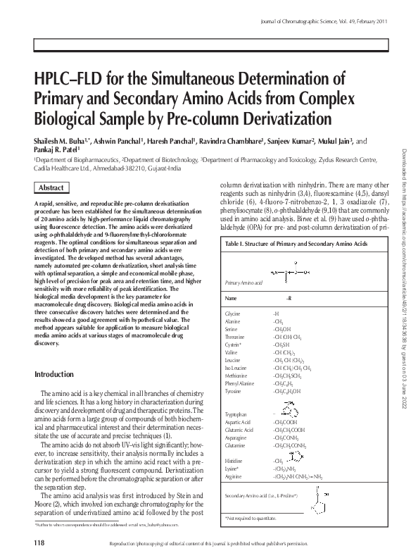 (PDF) HPLC-FLD for the Simultaneous Determination of Primary and ...