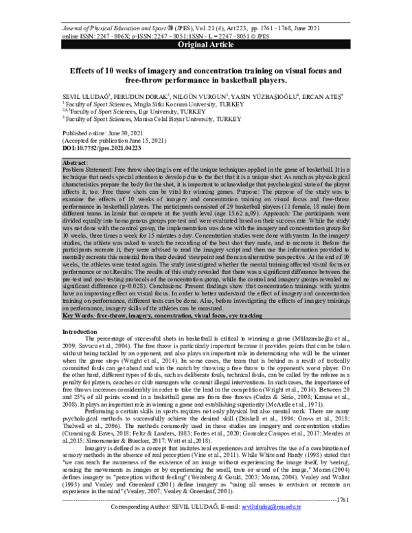 (PDF) Effects of 10 weeks of imagery and concentration training on ...