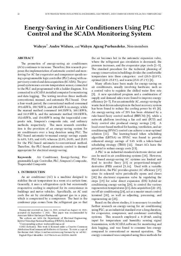 (PDF) Energy-Saving in Air Conditioners Using PLC Control and the SCADA ...
