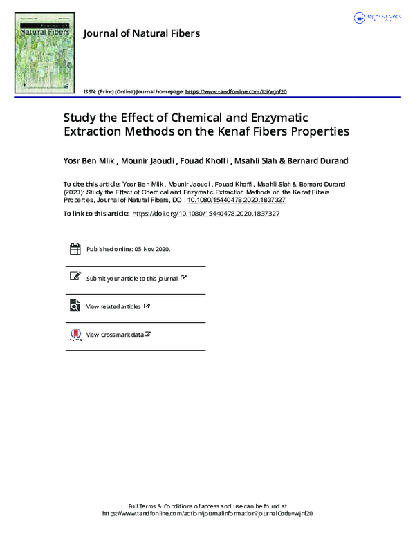 (PDF) Study the Effect of Chemical and Enzymatic Extraction Methods on ...