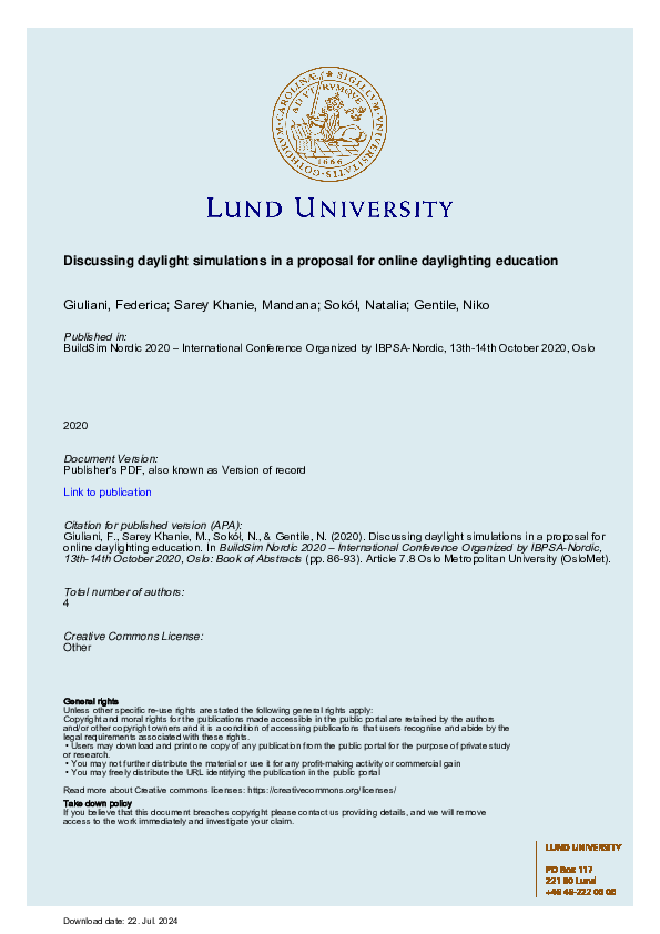 (PDF) Discussing daylight simulations in a proposal for online ...