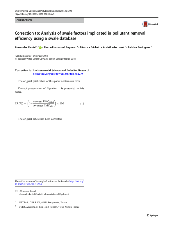 (PDF) Correction to: Analysis of swale factors implicated in pollutant ...