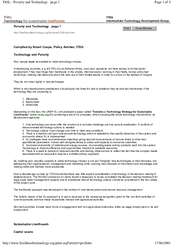 (PDF) T4sl Technology for Sustainable Livelihoods Itdg Intermediate ...