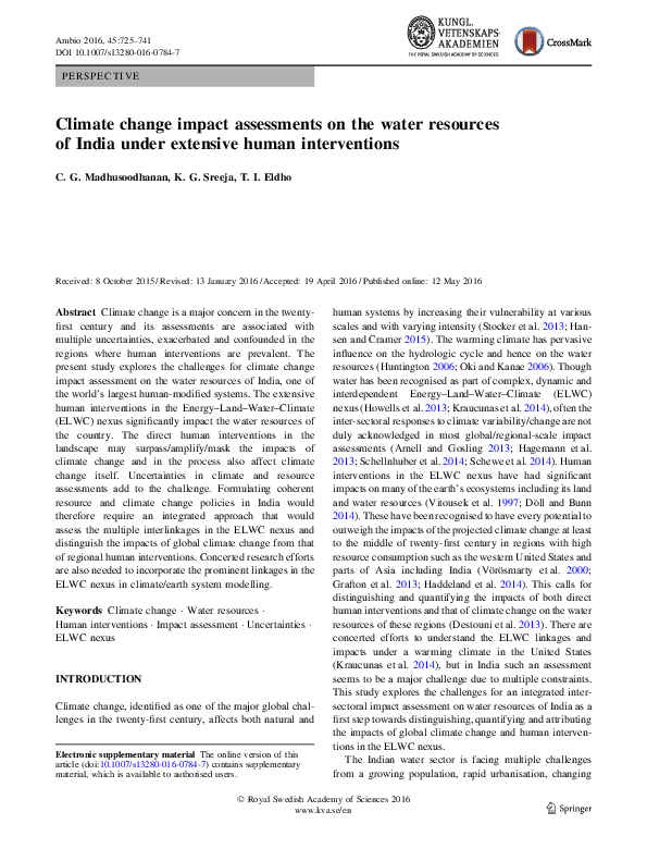 (PDF) Climate change impact assessments on the water resources of India ...