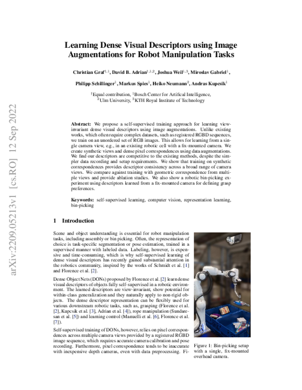 (PDF) Learning Dense Visual Descriptors using Image Augmentations for ...