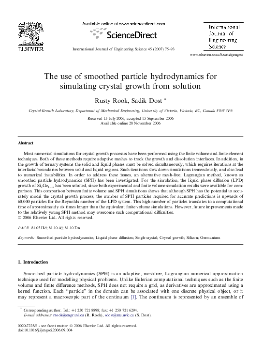 (PDF) The use of smoothed particle hydrodynamics for simulating crystal ...