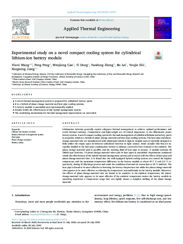 (PDF) Experimental study on a novel compact cooling system for ...
