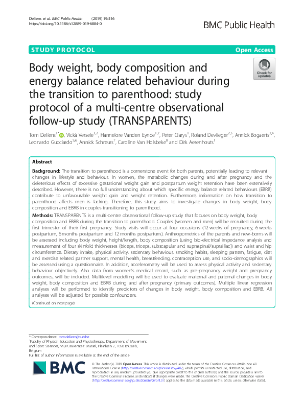 (PDF) Body weight, body composition and energy balance related ...