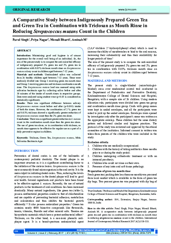 (PDF) A Comparative Study between Indigenously Prepared Green Tea and ...