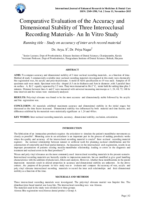 (PDF) Comparative Evaluation of the Accuracy and Dimensional Stability ...