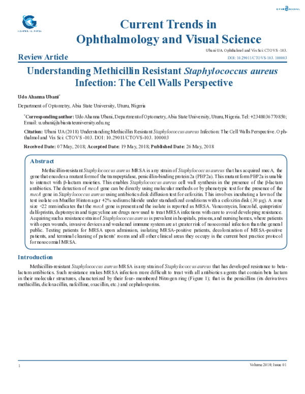 (PDF) Understanding Methicillin Resistant Staphylococcus Aureus ...