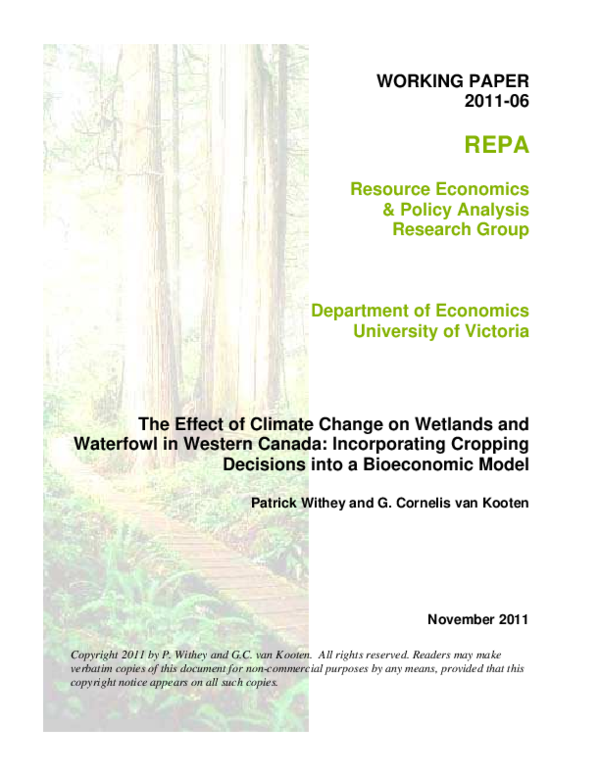(PDF) The Effect of Climate Change on Wetlands and Waterfowl in Western ...