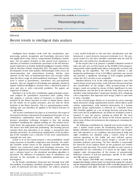 (PDF) Recent trends in intelligent data analysis
