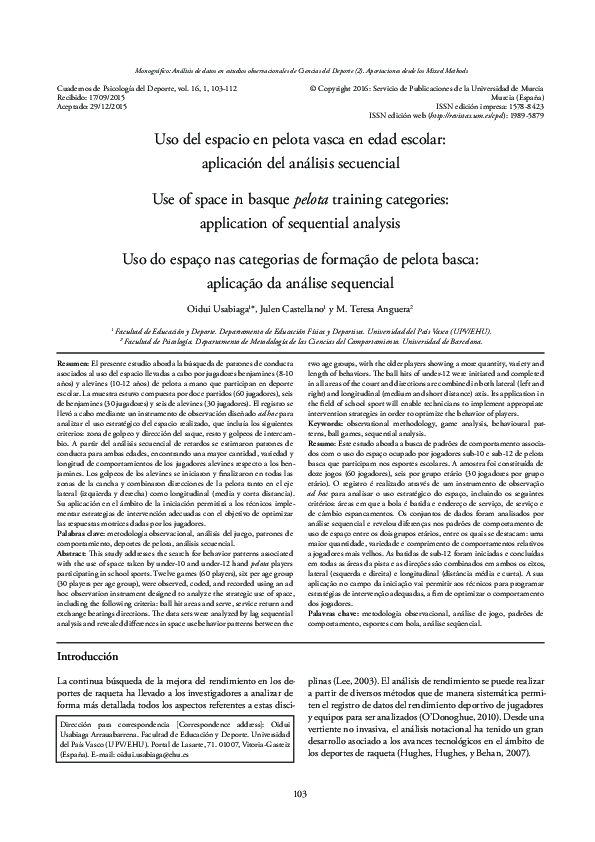 (PDF) Use of space in basque pelota training categories: application of ...