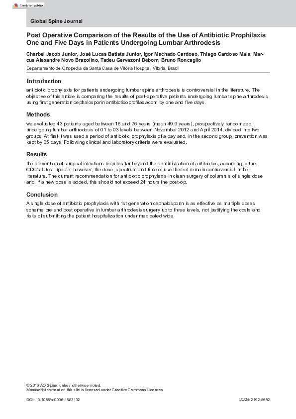 (PDF) Post Operative Comparison of the Results of the Use of Antibiotic ...