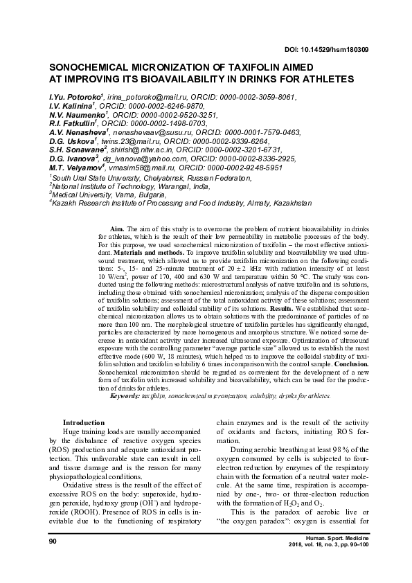 (PDF) Sonochemical Micronization of Taxifolin Aimed at Improving Its ...