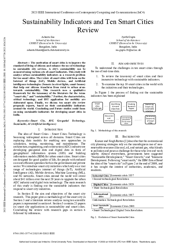 (PDF) Sustainability Indicators and Ten Smart Cities Review