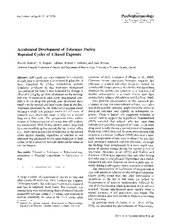 (PDF) Accelerated development of tolerance during repeated cycles of ...